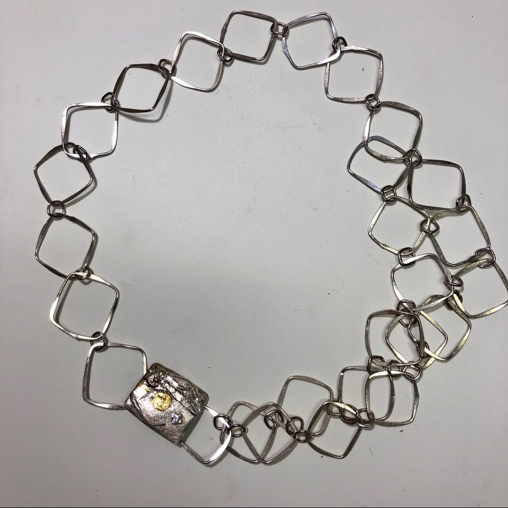 Handmade, sterling silver, long necklace - Picture 2 of 3